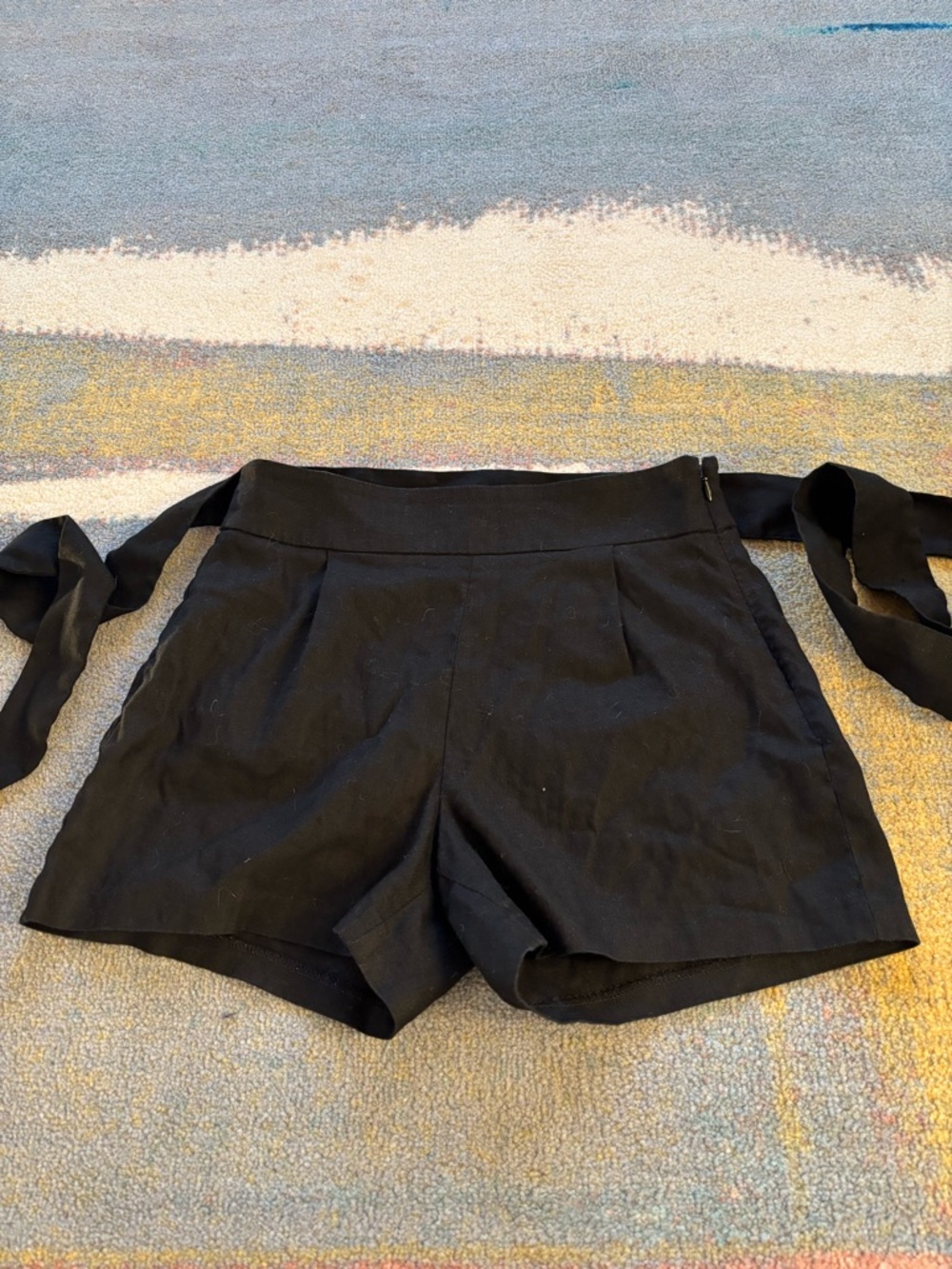 Express Black Women's High-Waist Tie-Belt Shorts, pockets, 4